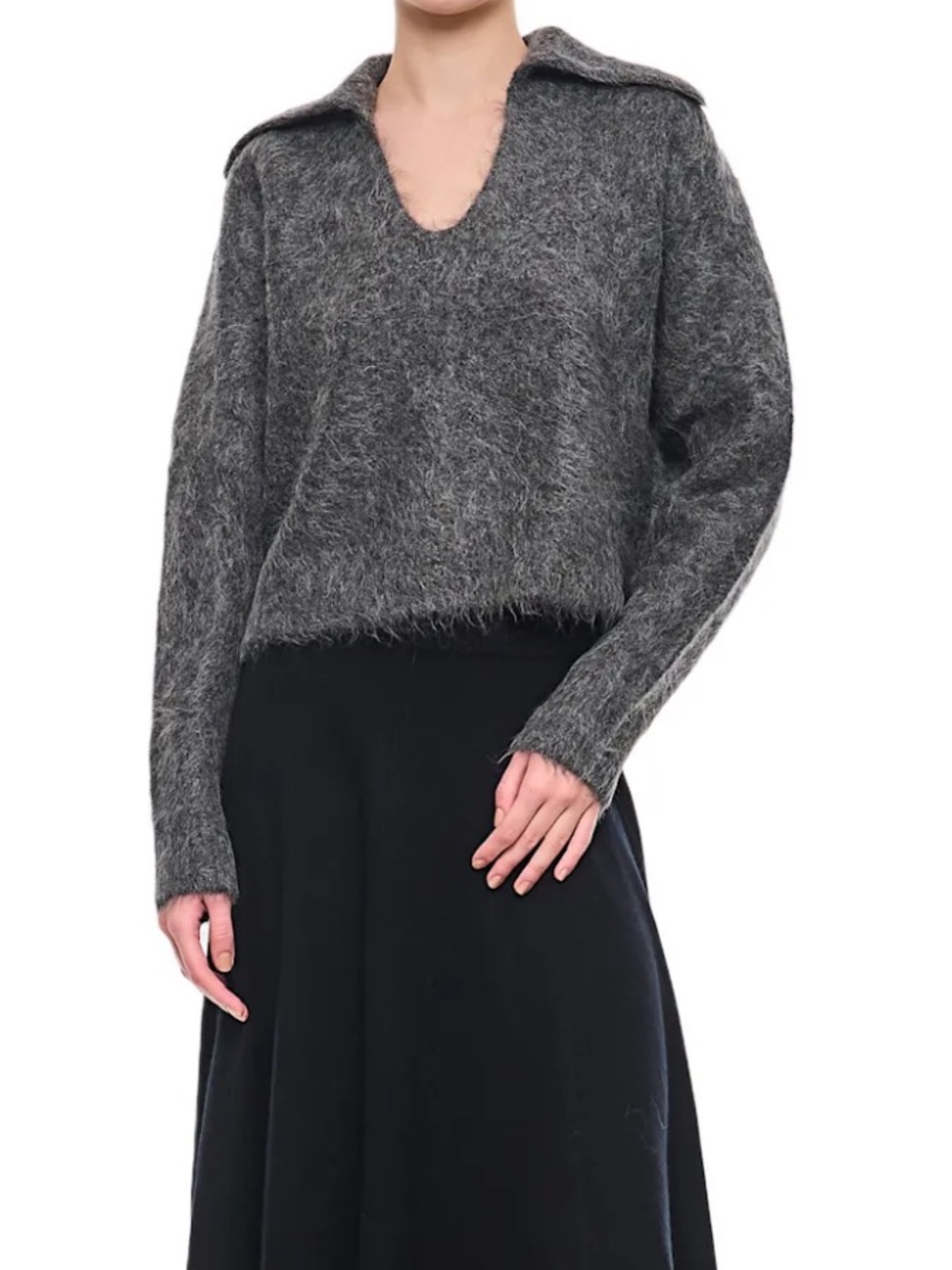 LouLou Studio Ambrose Brushed Alpaca Gray Sweater XS